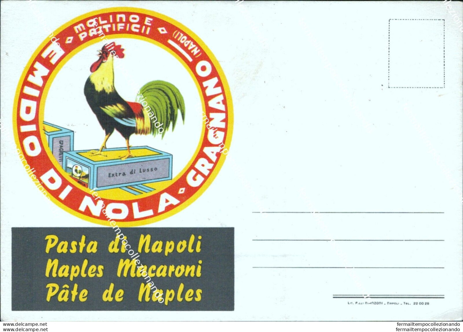 Cl214 Cartolina Pubblicitaria Gragnano Emidio Di Nola Pasta Di Napoli - Napoli (Neapel)