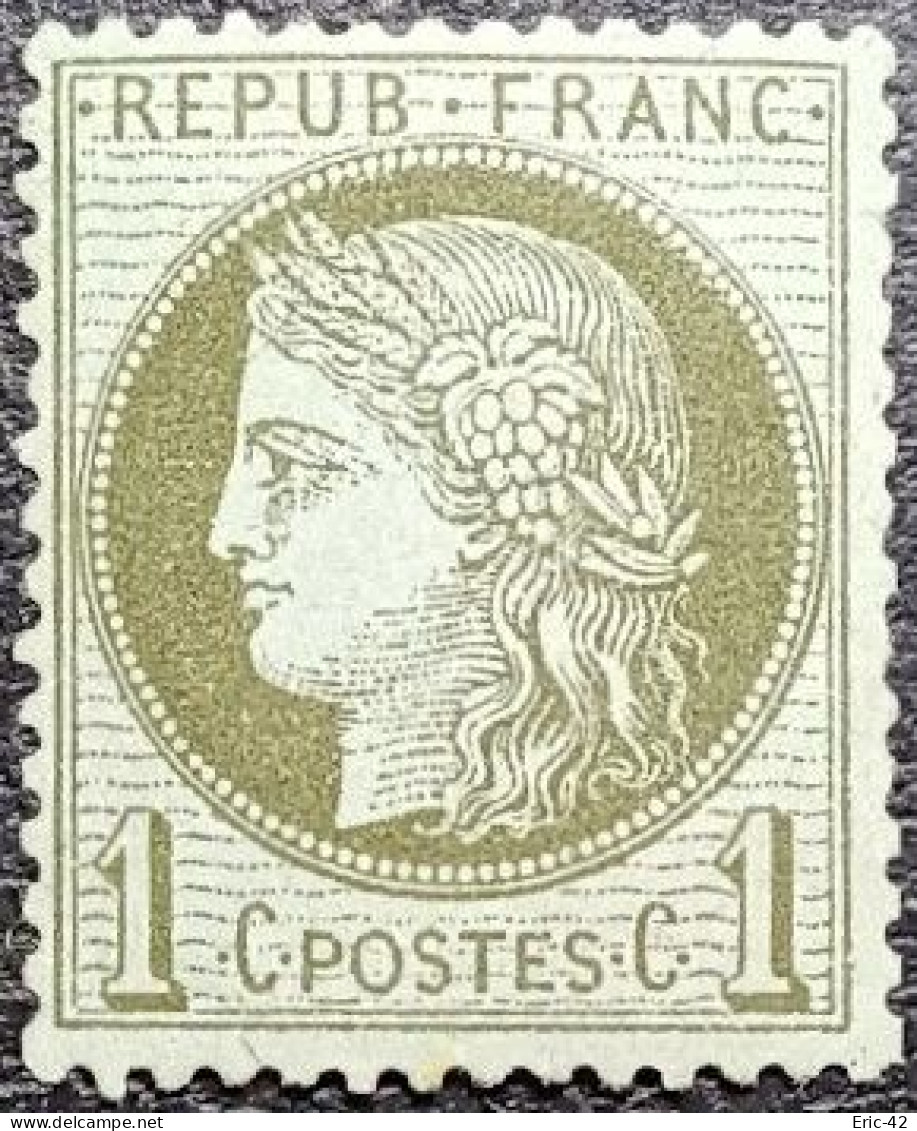 FRANCE Y&T N°50a Cérès 1c Vert-bronze. Neuf**. Sans Charnière. (Signé) - 1871-1875 Ceres