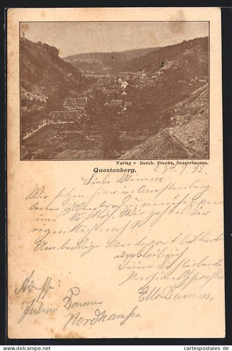 Vorläufer-AK Questenberg / Südharz, 1892, Panoramablick Auf Den Ort  - Otros & Sin Clasificación