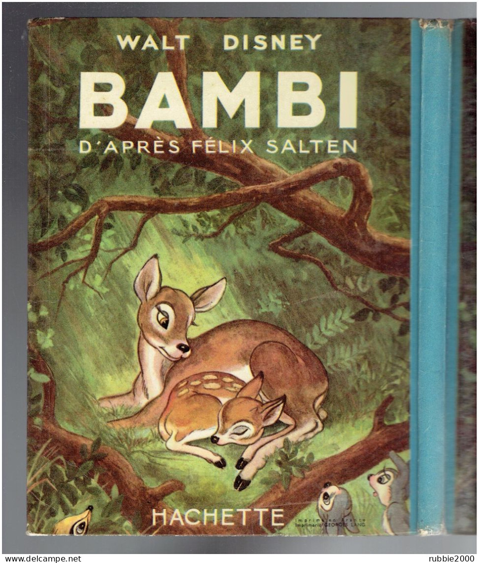 BAMBI AVEC JAQUETTE DE WALT DISNEY COPYRIGHT 1948 DEPOT LEGAL 4° TRIMESTRE 1949 IMPRIMEUR GEORGES LANG - Disney