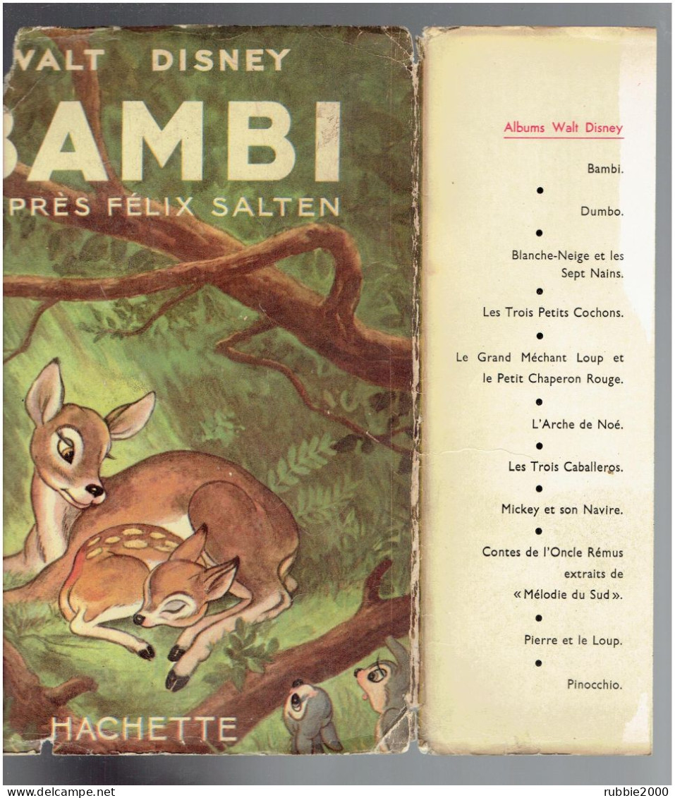 BAMBI AVEC JAQUETTE DE WALT DISNEY COPYRIGHT 1948 DEPOT LEGAL 4° TRIMESTRE 1949 IMPRIMEUR GEORGES LANG - Disney