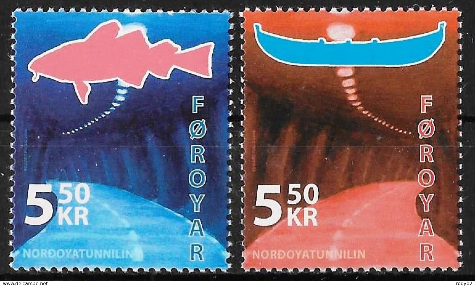 FEROE - TUNNEL SOUS-MARIN DE NORDOYAR - N° 570 ET 571 - NEUF** MNH - Färöer Inseln