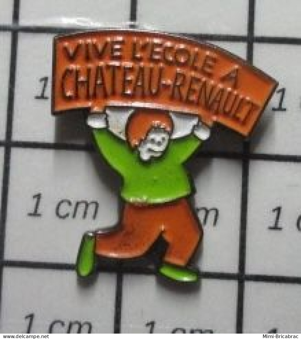 3517  Pin's Pins / Beau Et Rare / ADMINISTRATIONS / VIVE L'ECOLE A CHATEAU-RENAULT - Administración