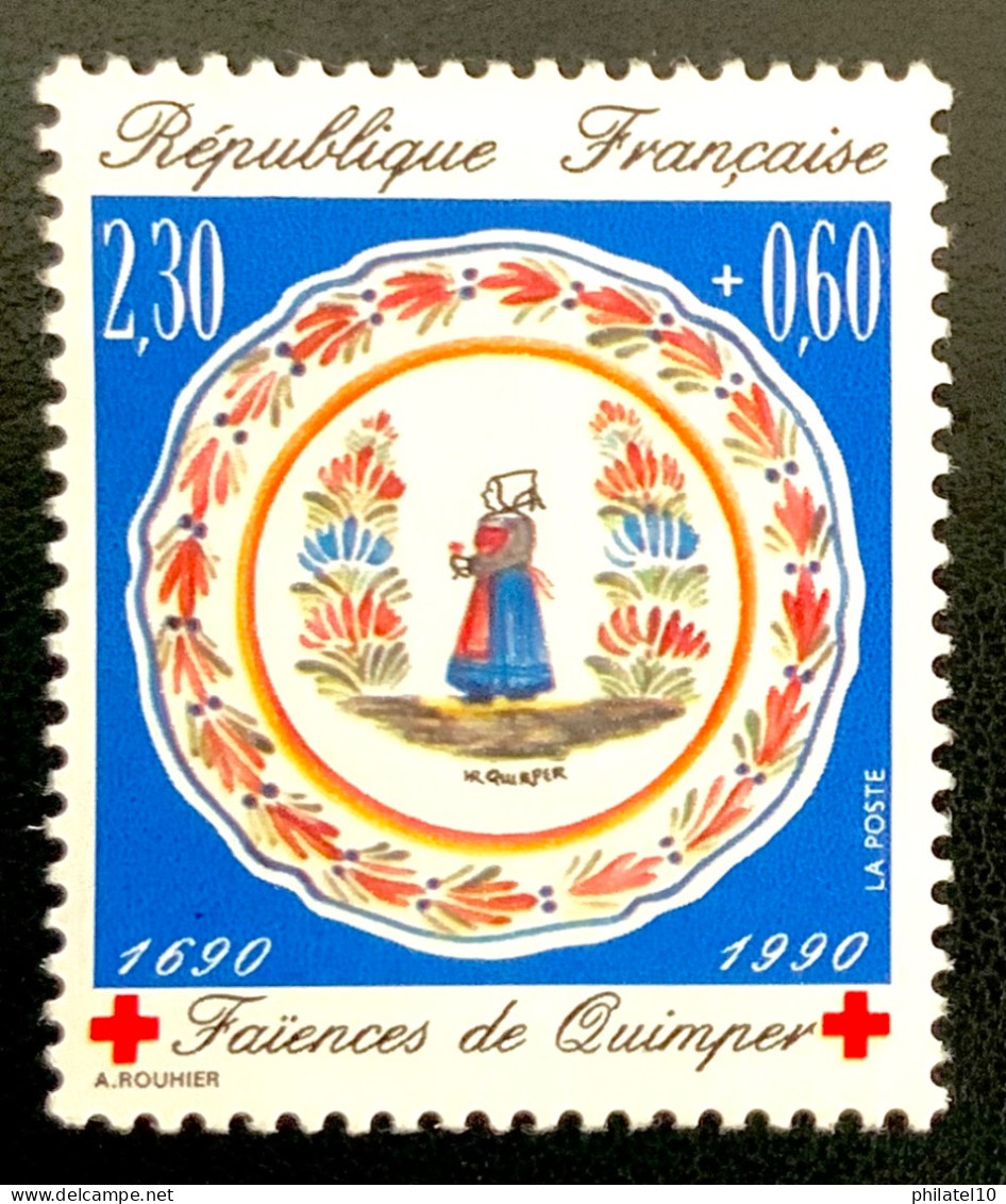 1990 FRANCE N 2646 CROIX ROUGE FAÏENCES DE QUIMPER - NEUF** - Unused Stamps