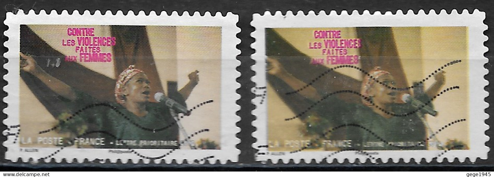 France 2010  Oblitéré  Autoadhésif  N° 418  2 Exemplaires  AVEC NUANCES IMPORTANTES  "  Contre Les Violences Aux Femmes - Used Stamps