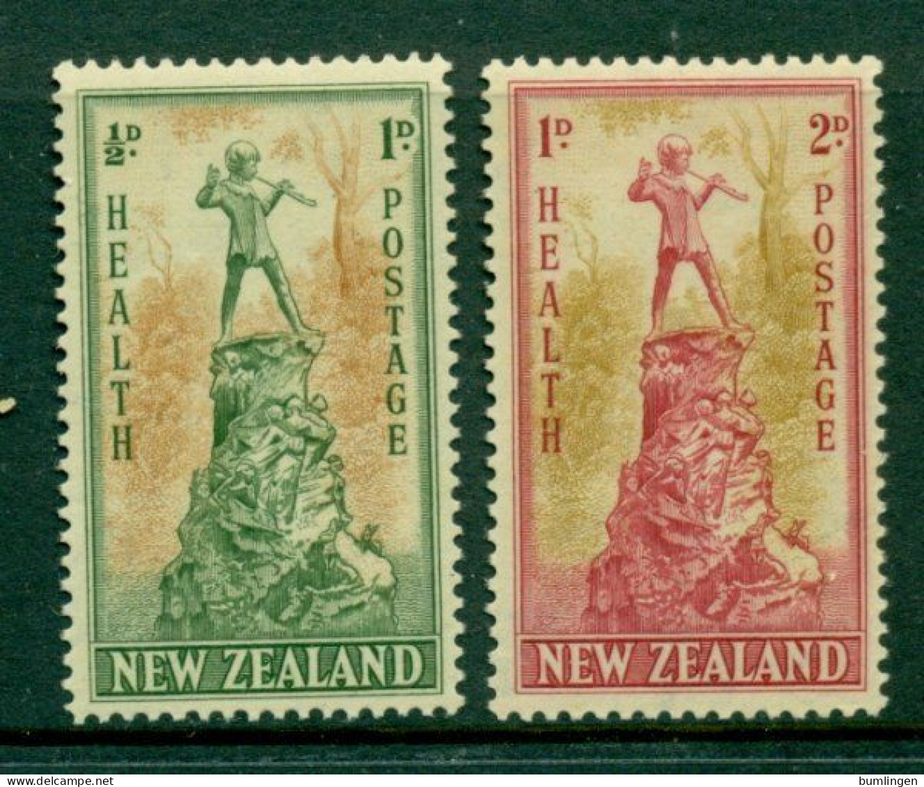 NEW ZEALAND 1945 Mi 280-81** Health – Peter Pan Statue [B832] - Monumenti