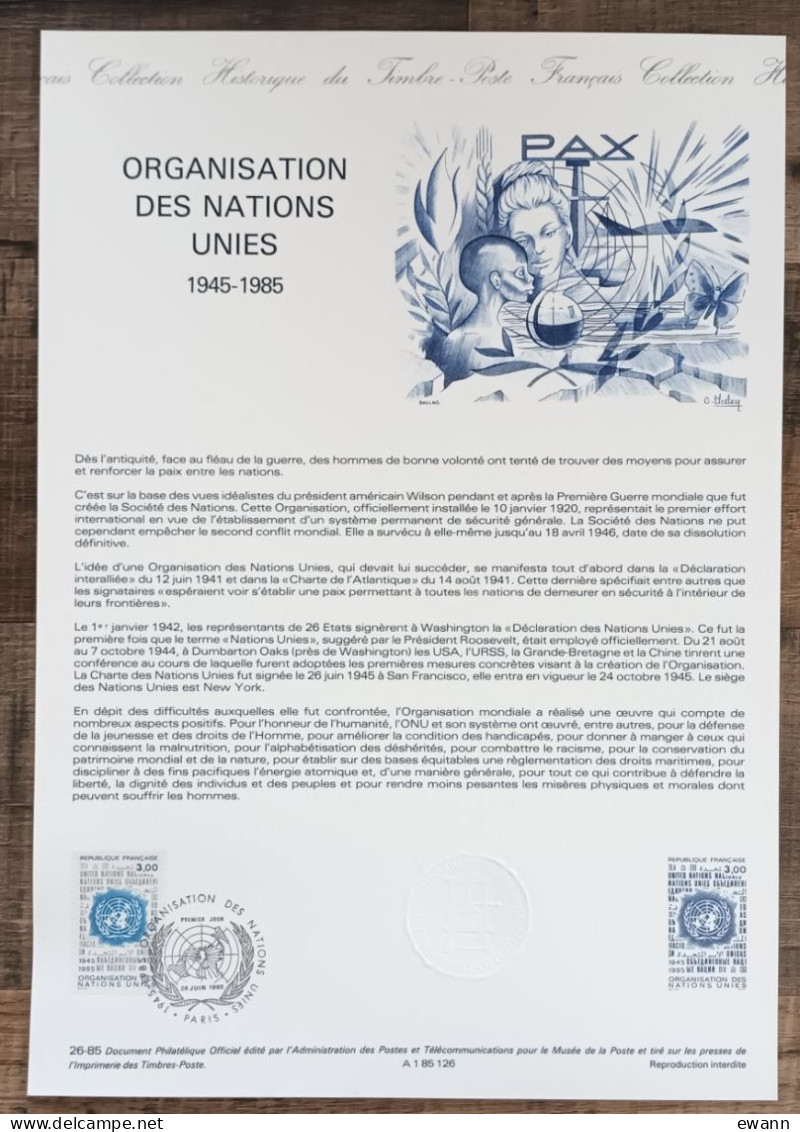 COLLECTION HISTORIQUE - YT N°2374 - ORGANISATION DES NATIONS UNIES - 1985 - 1980-1989