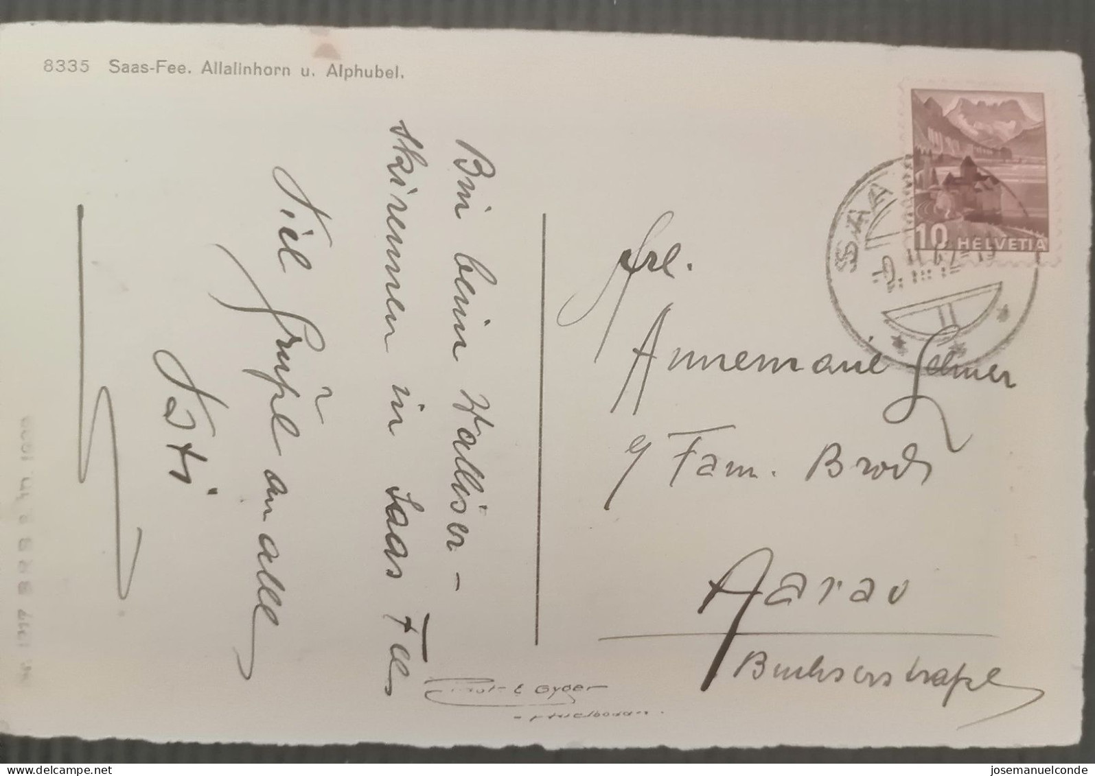 Postal Con Sello De Zermatt Suiza - Lettres & Documents