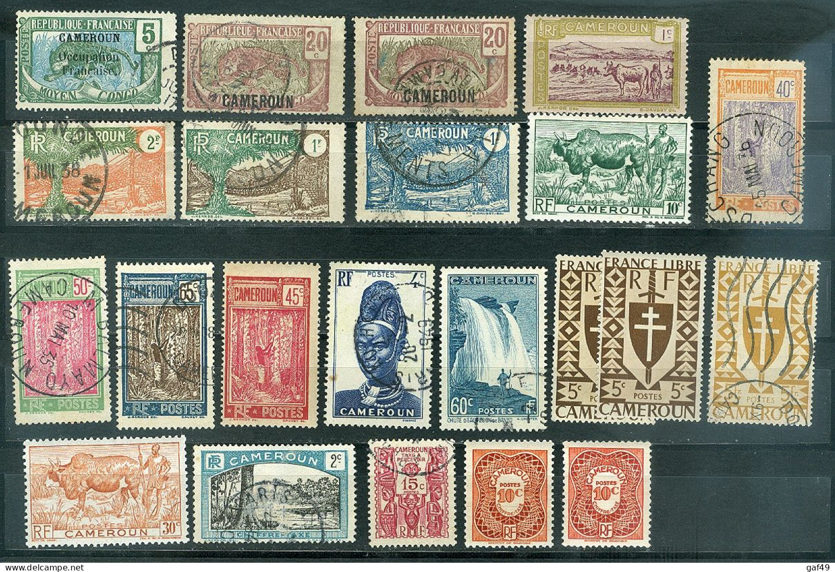 Lot Timbres Cameroun Oblitérés  Entre 1916 Et 1946 Dont Multiples à Voir 2 Scans - Used Stamps