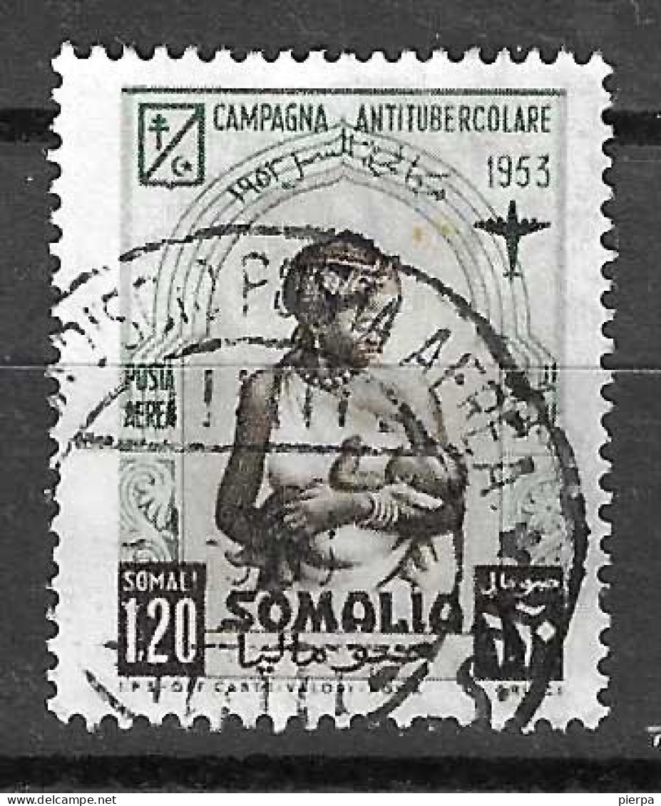 SOMALIA A.F.I.S. - 1953 - POSTA AEREA -PRO TUBERCOLOSI - SOMALI 1,20 - USATO (YVERT AV 42 - MICHEL 278 - SS A 15) - Somalie (AFIS)