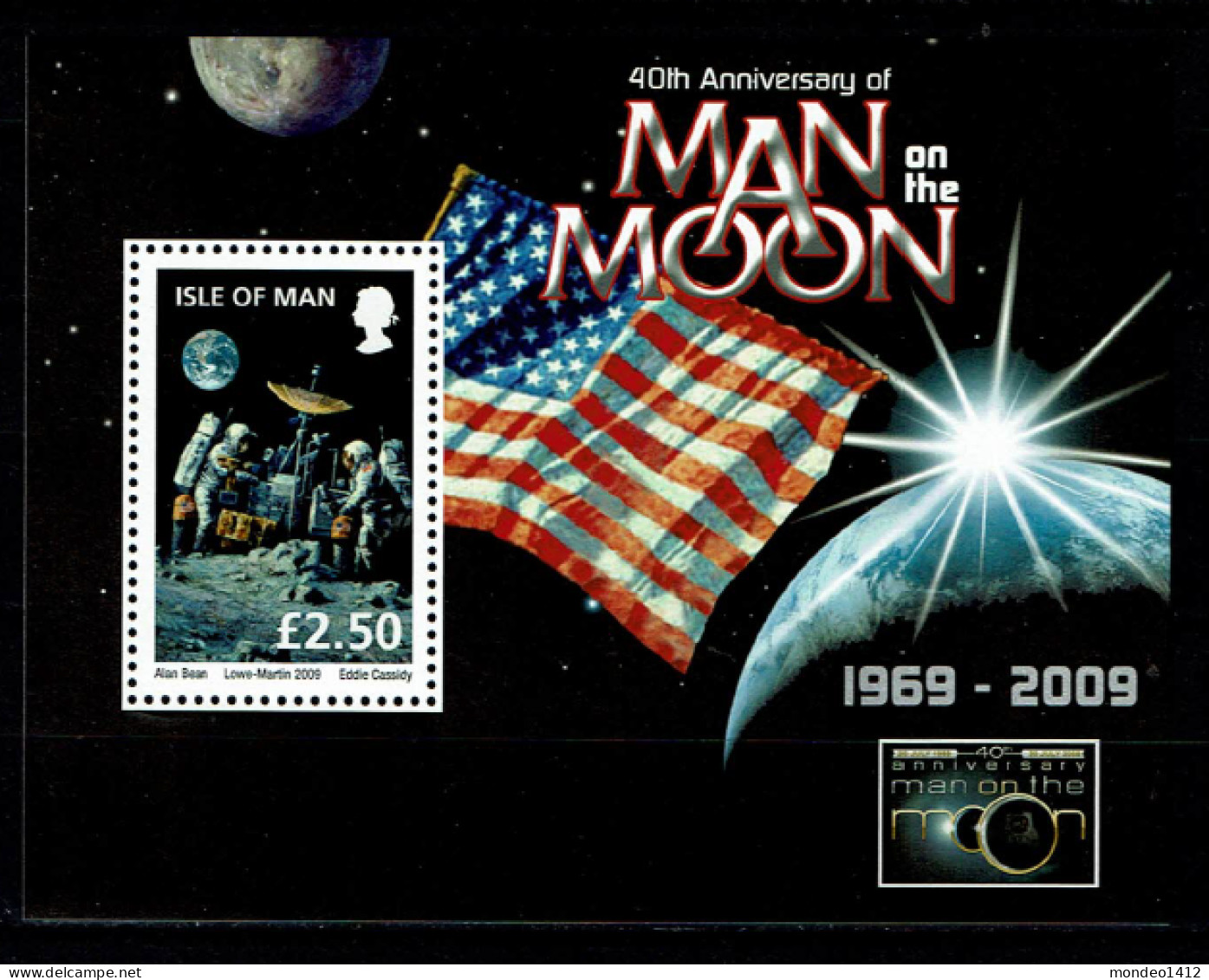 Isle Of Man - 2009 - MNH - Space Travel - Moon Landing Anniversary - Overprint Logo - Man (Eiland)