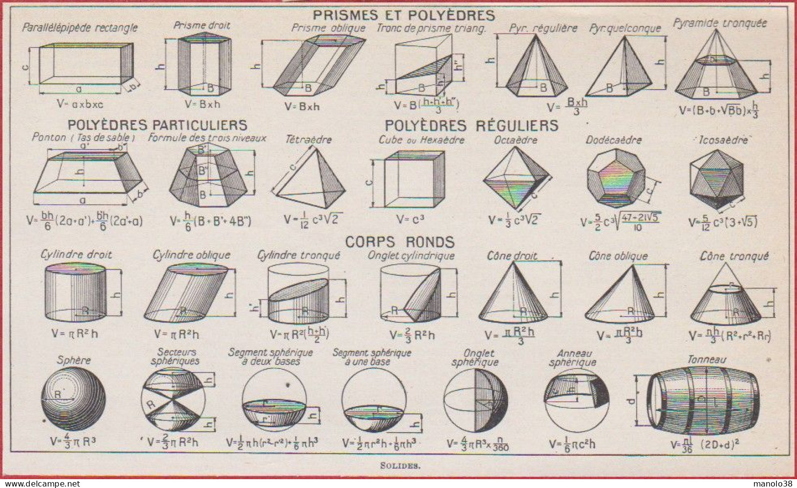 Calcul Des Solides. Mathématique. Larousse 1948. - Historische Documenten