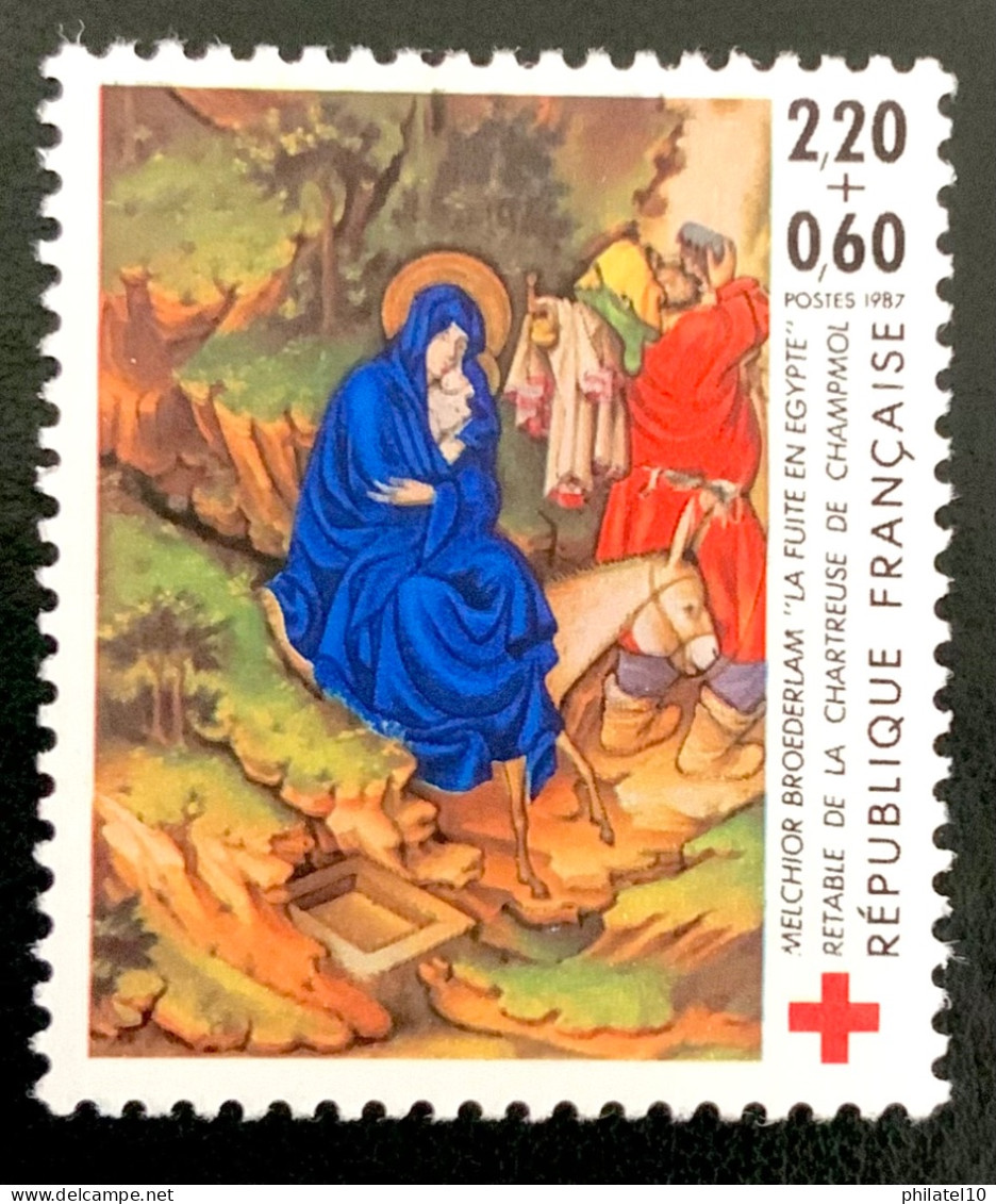 1987 FRANCE N 2498 CROIX ROUGE MELCHIOR BROEDERLAM - LA FUITE EN ÉGYPTE - NEUF** - Unused Stamps