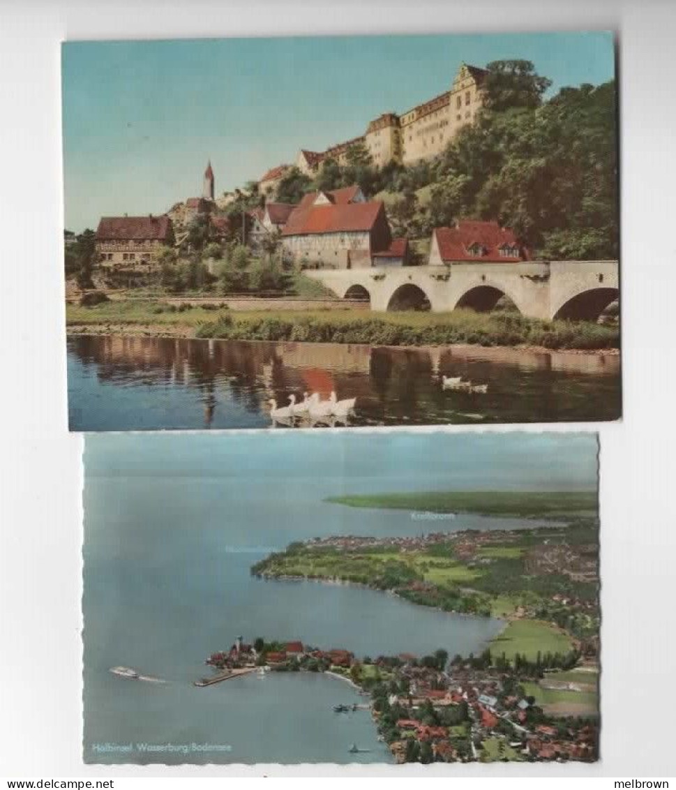 Germany 1963, Kirchberg & Wasserburg Am Bodensee 2 X Collectible Postcards - Rhein-Hunsrueck-Kreis