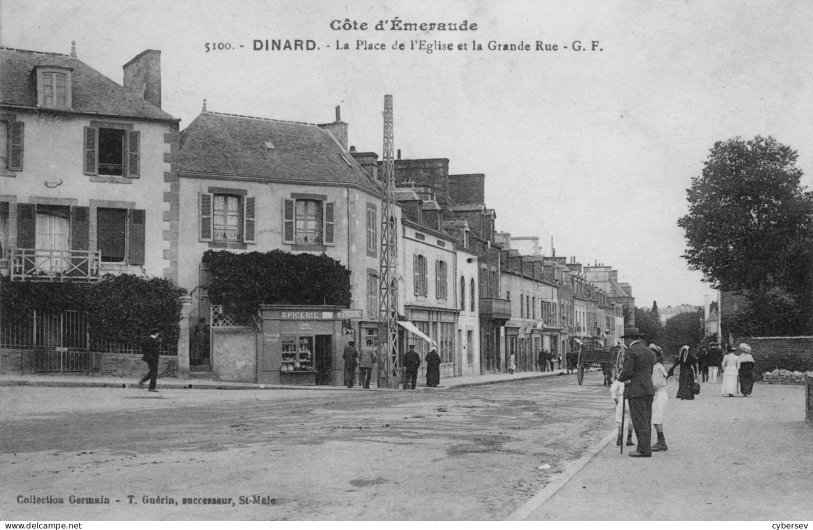 DINARD - La Place De L'Eglise Et La Grande Rue - Epicerie - Animé - Dinard