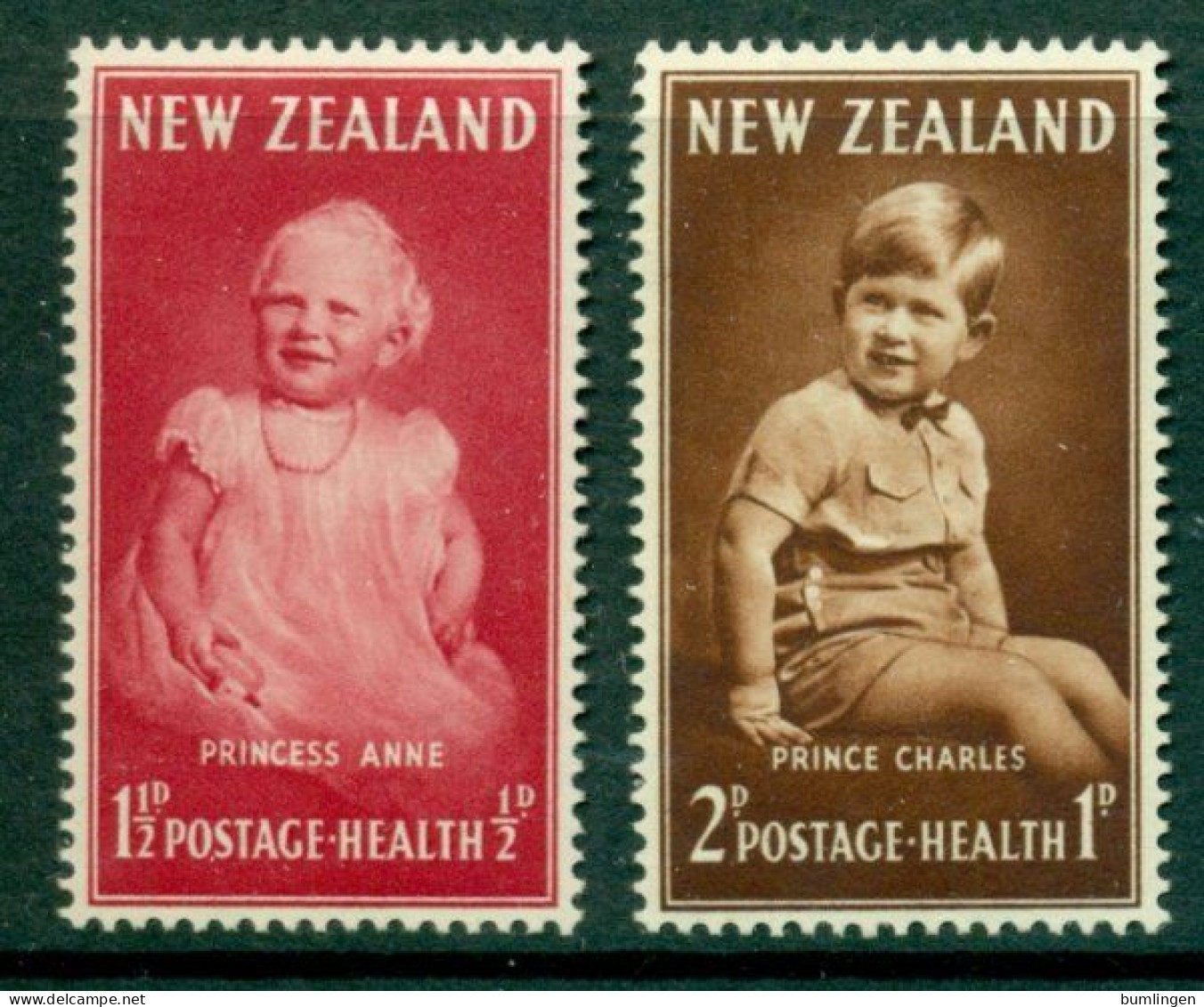 NEW ZEALAND 1952 Mi 319-20** Health – Princess Anne And Prince Charles [B839] - Familles Royales