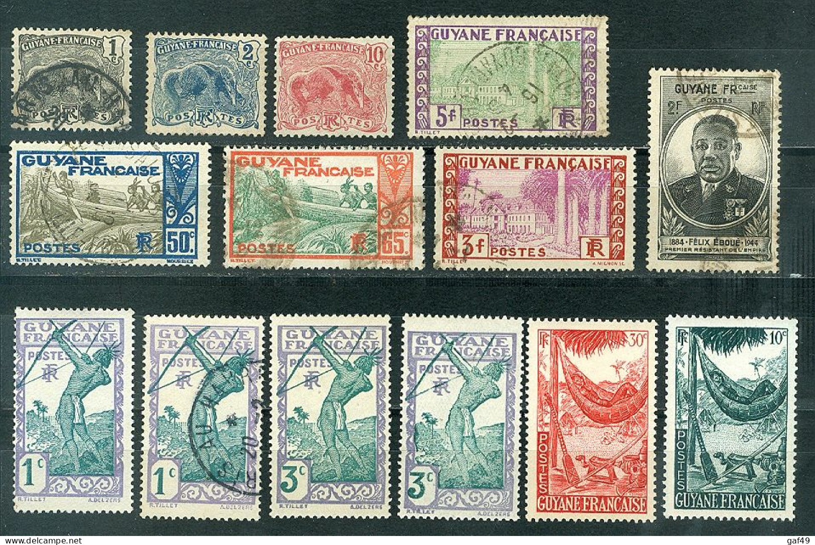 Lot Timbres Guyane Oblitérés  Entre 1904 Et 1947 à Voir - Used Stamps