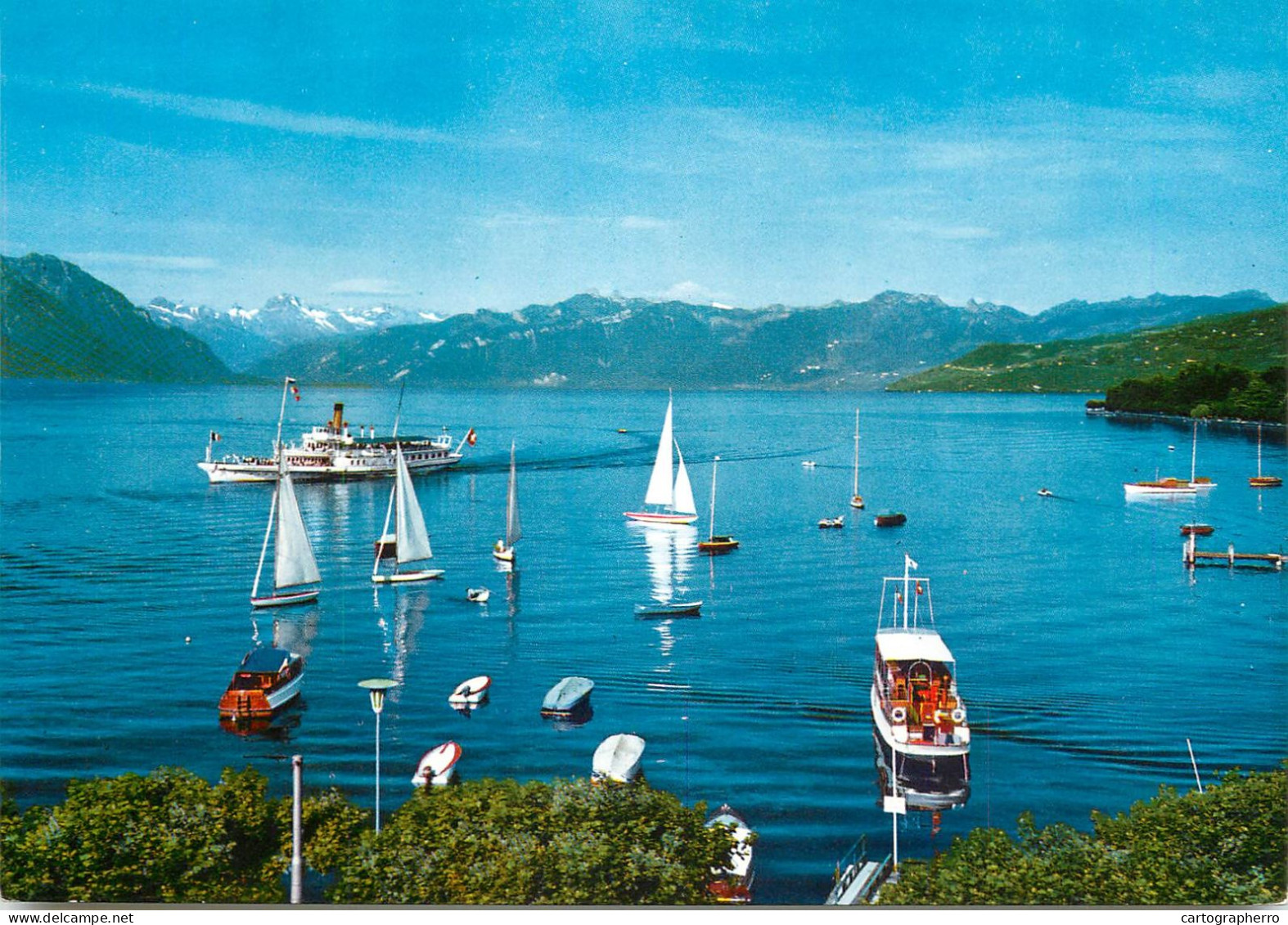 Navigation Sailing Vessels & Boats Themed Postcard Lausanne La Rade D' Ouchy - Voiliers