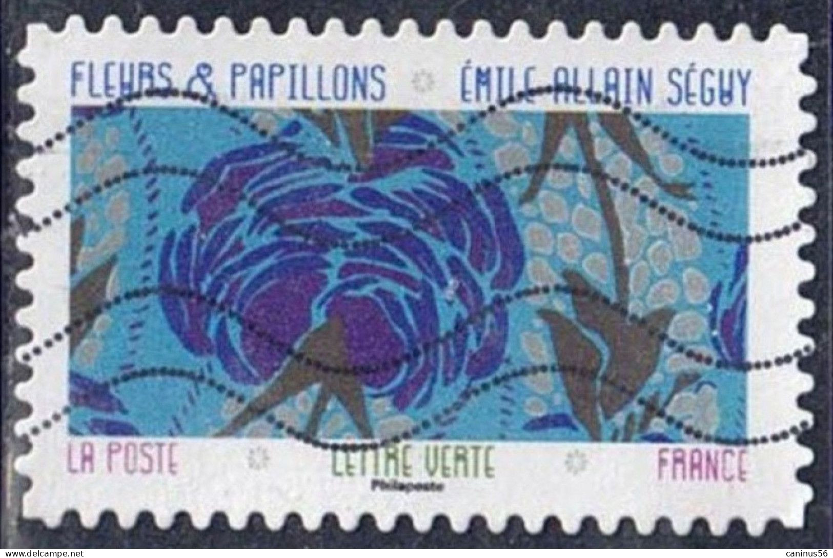2023 Yt AA XXXX (o)  Fleurs Et Papillons - Émile-Allain Séguy Quatrième Timbre Rangée Du Haut - Used Stamps