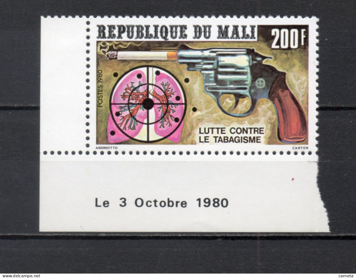 MALI  N° 396   NEUF SANS CHARNIERE  COTE 1.50€   ARME CAMPAGNE ANTITABAC - Mali (1959-...)