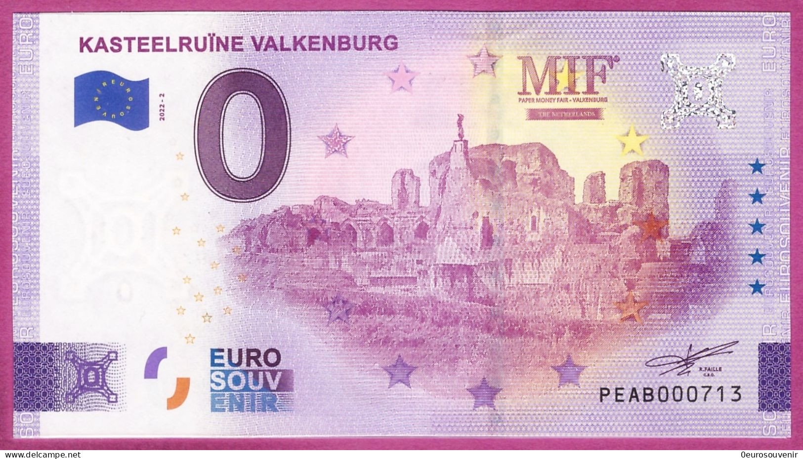 0-Euro PEAB 2022-2 KASTEELRUÏNE VALKENBURG - MIF 2018 - PAPER MONEY FAIR - Privatentwürfe