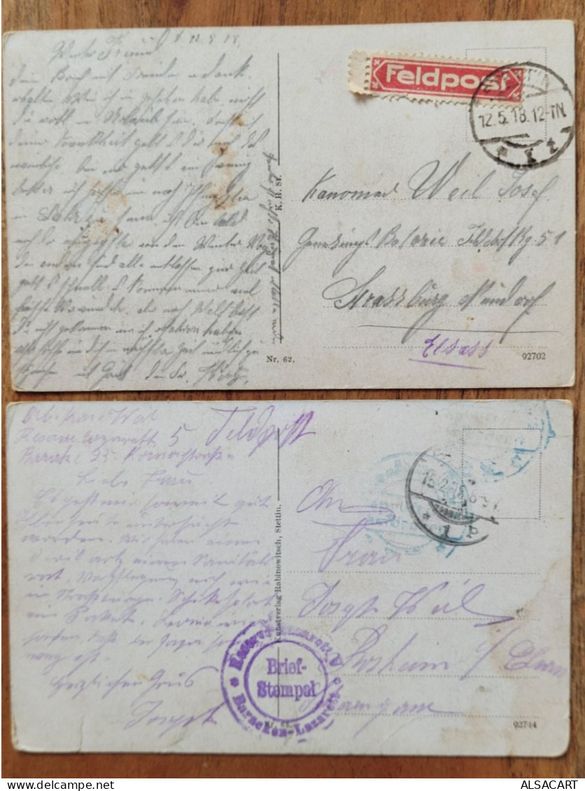 Stettin , 2 Cartes Circulée , Cachet Militaire ,  Port Et Bateaux - Polonia