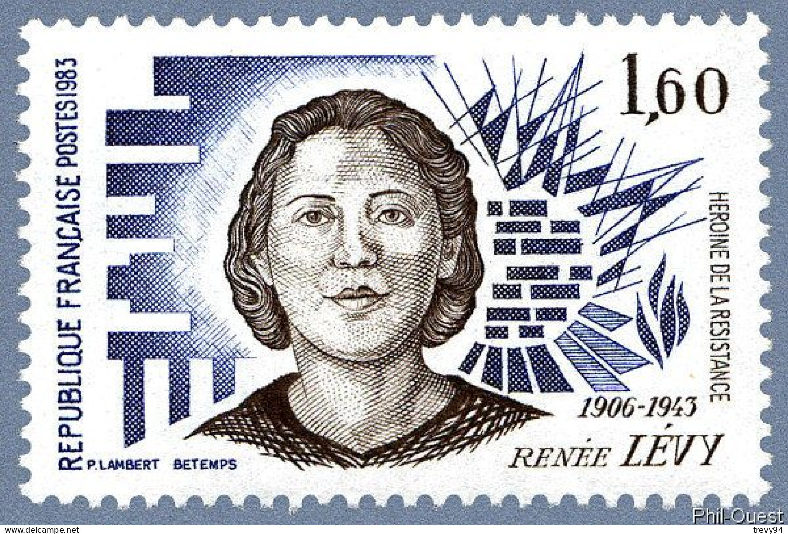 Timbre De 1983 - Héroïnes De La Résistance Renée Levy 1906-1943 - Yvert & Tellier N° 2293 - Neufs