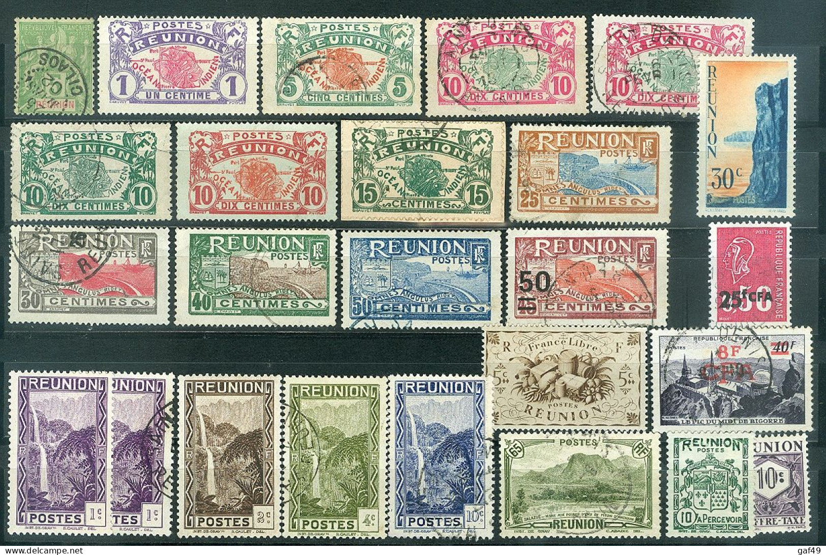 Lot Timbres Réunion Oblitérés  Entre 1892 Et 1971 à Voir - Other & Unclassified