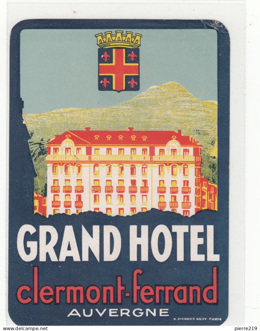 Grand Hotel Clermont Ferrand Etiquette - Etiquettes D'hotels