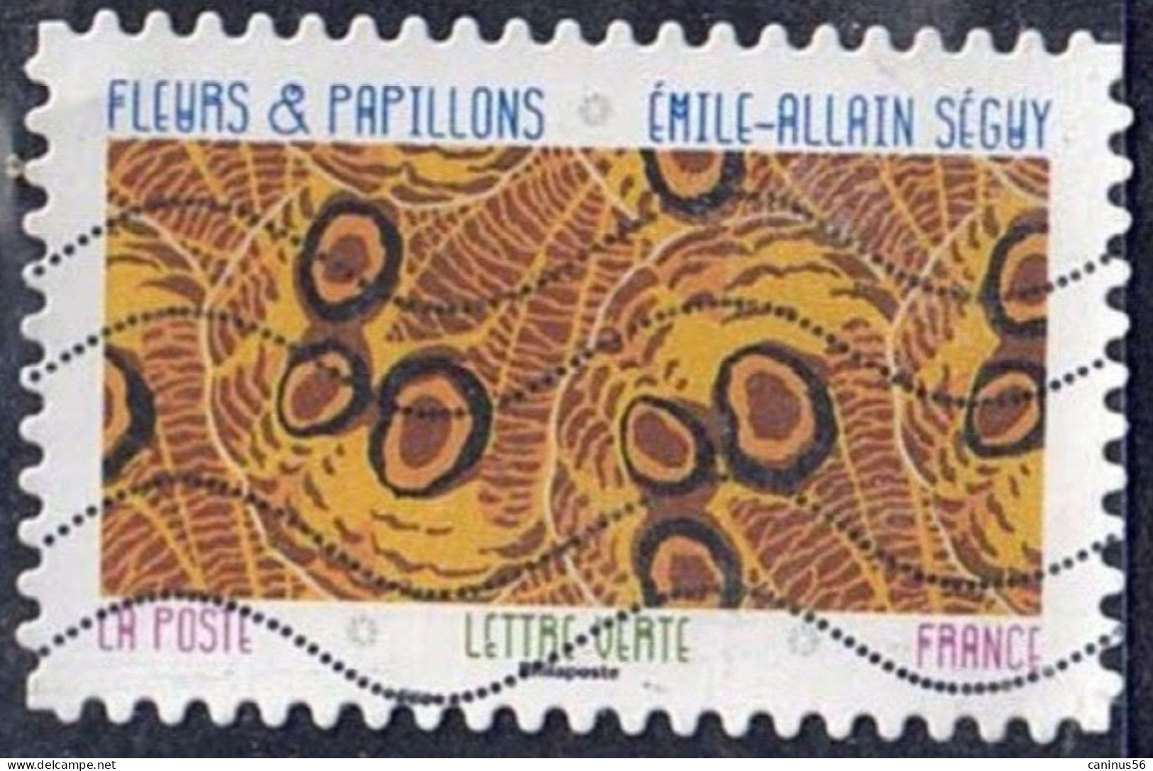2023 Yt AA XXXX (o)  Fleurs Et Papillons - Émile-Allain Séguy Quatrième Timbre Rangée Du Bas - Used Stamps