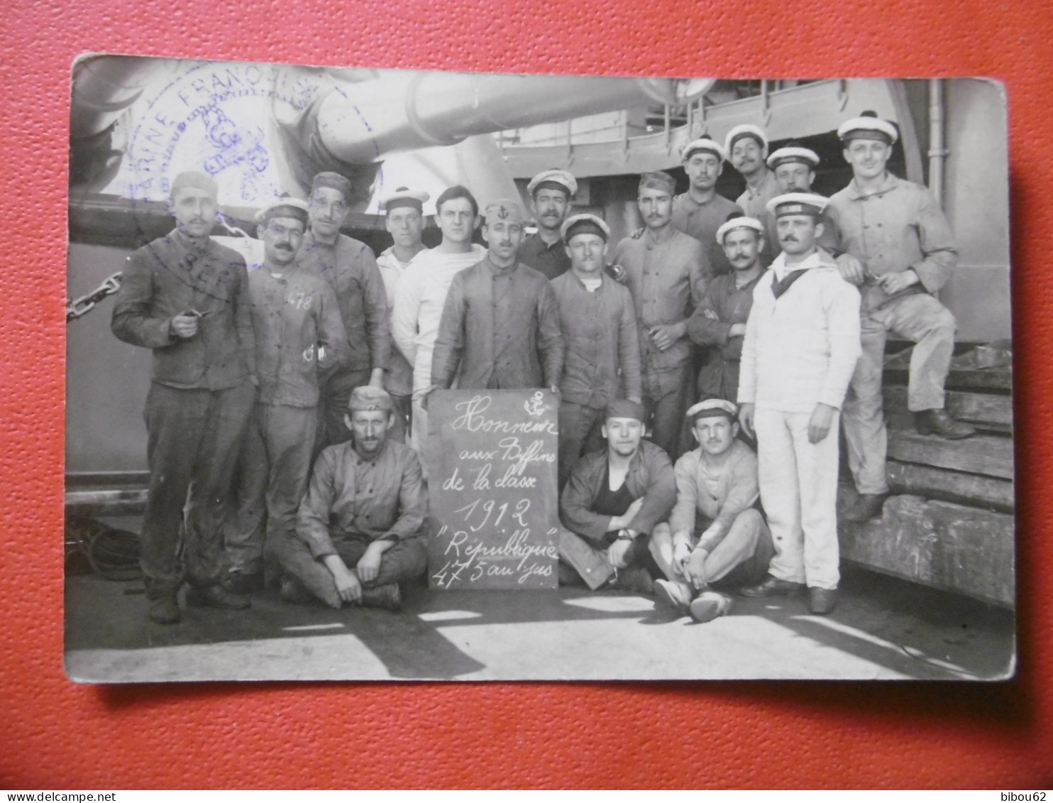 MILITARIA - Carte Photo De La Classe 1912 A Bord Du REPUBLIQUE - Bateau - Navire - Croiseur -  Guerre - Soldats - Guerre 1914-18