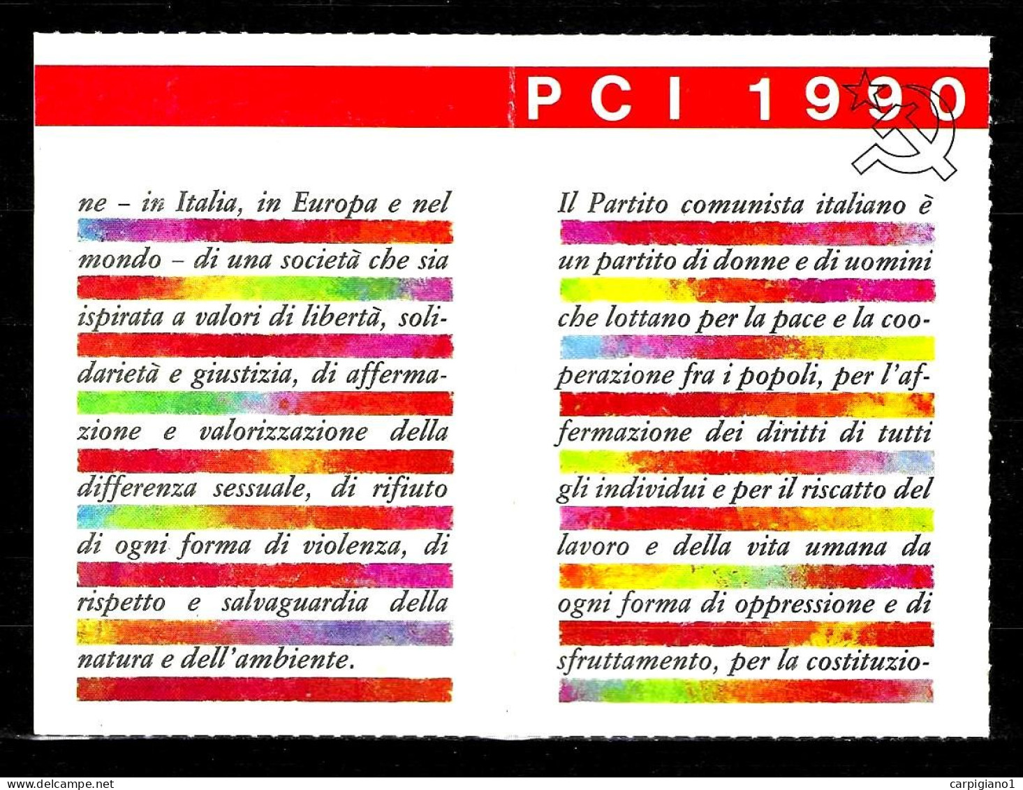 1990 Tessera PCI Partito Comunista Italiano Con Timbro E 2 Bollini - Historische Dokumente