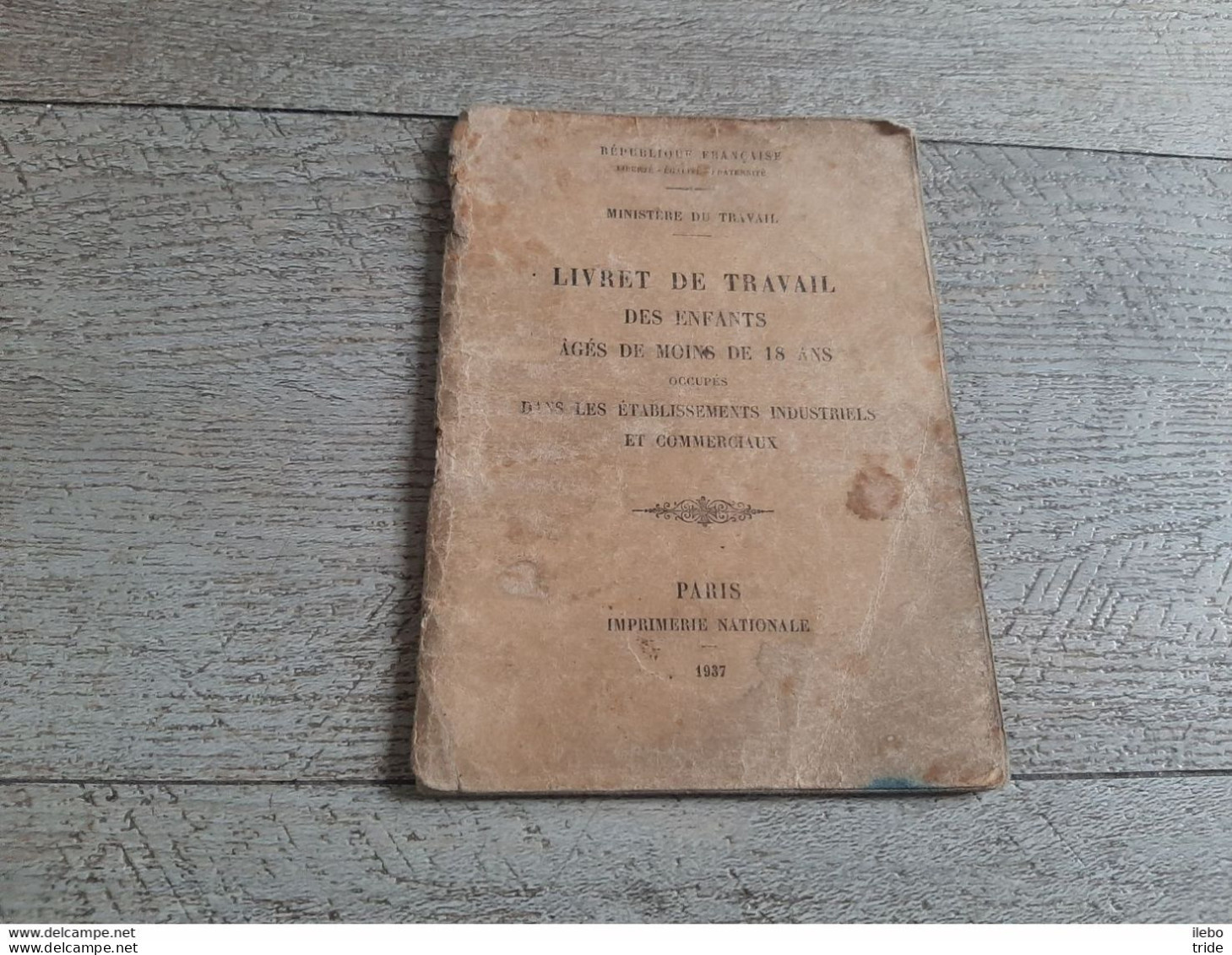 Livret De Travail Des Enfants Agés De Moins De 18 Ans 1937 Meignant Jean Saincaize - Historical Documents