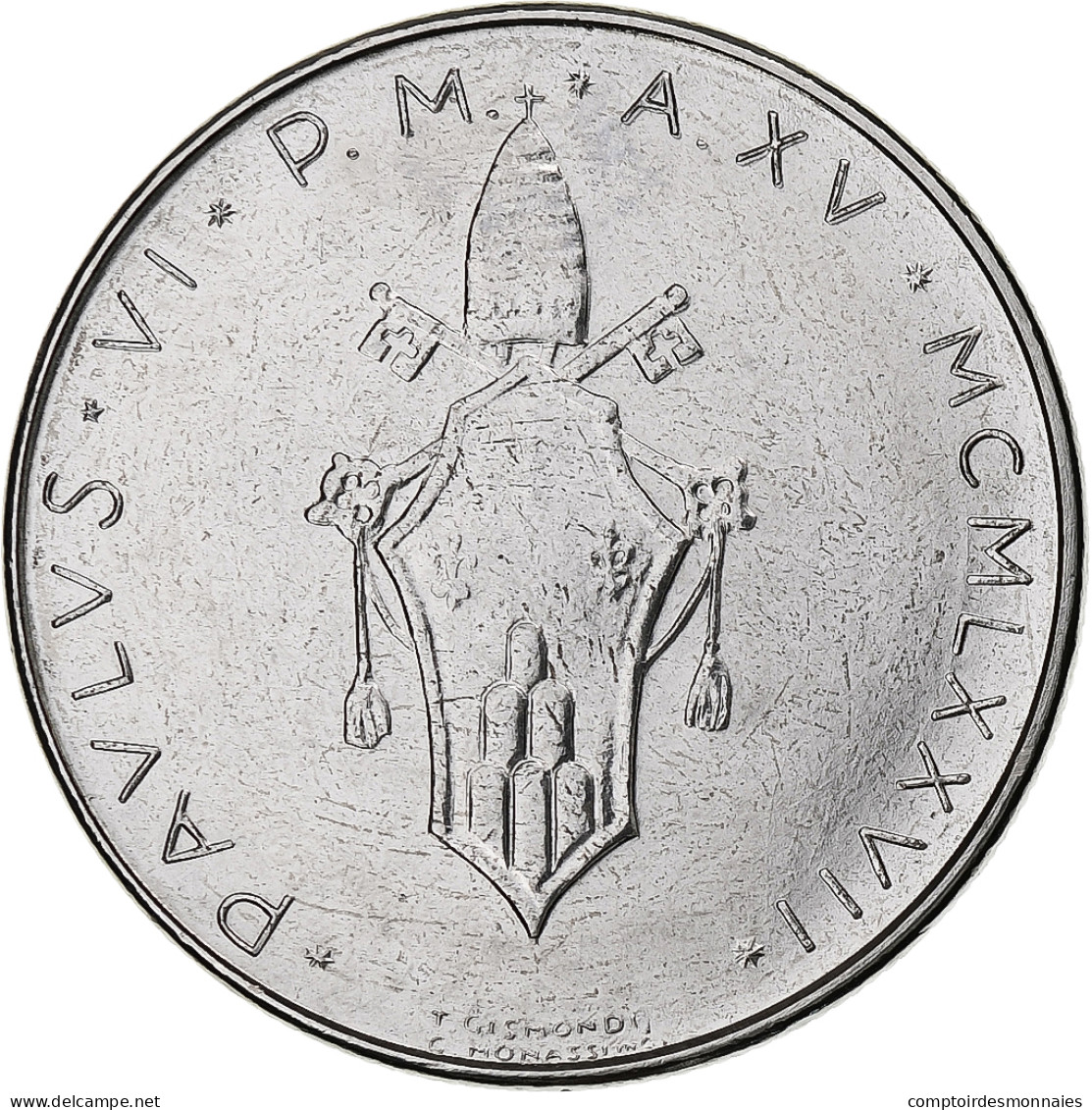 Vatican, Paul VI, 100 Lire, 1977 / Anno XV, Rome, Acier Inoxydable, SPL, KM:122 - Vaticano (Ciudad Del)