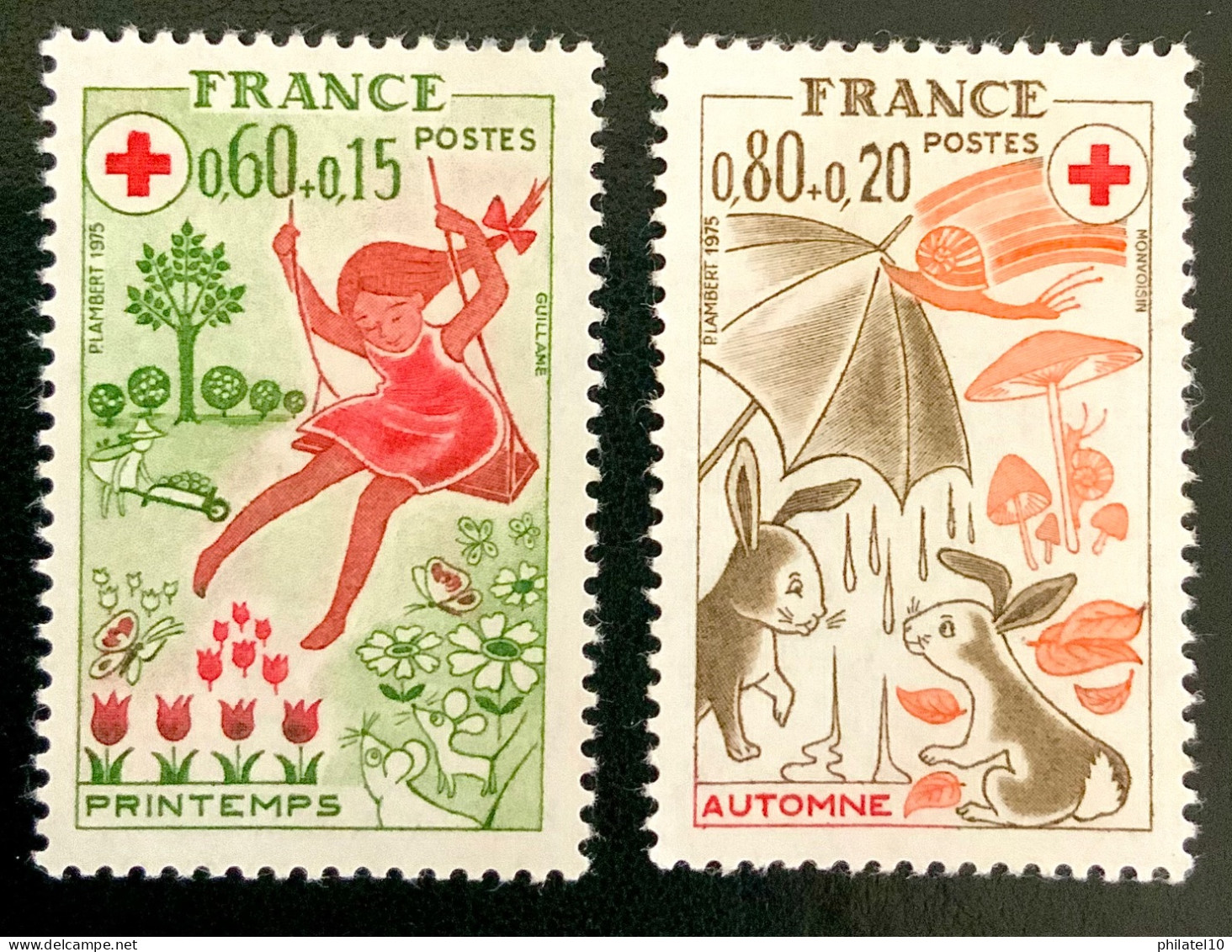 1975 FRANCE N 1860/61 CROIX ROUGE PRINTEMPS ET AUTOMNE - NEUF** - Unused Stamps