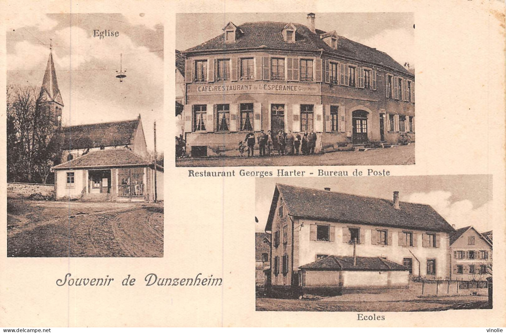 24-5730 : SOUVENIR DE DUNZENHEIM. RESTAURANT GEORGES HARTER. ECOLE POSTE EGLISE - Otros & Sin Clasificación