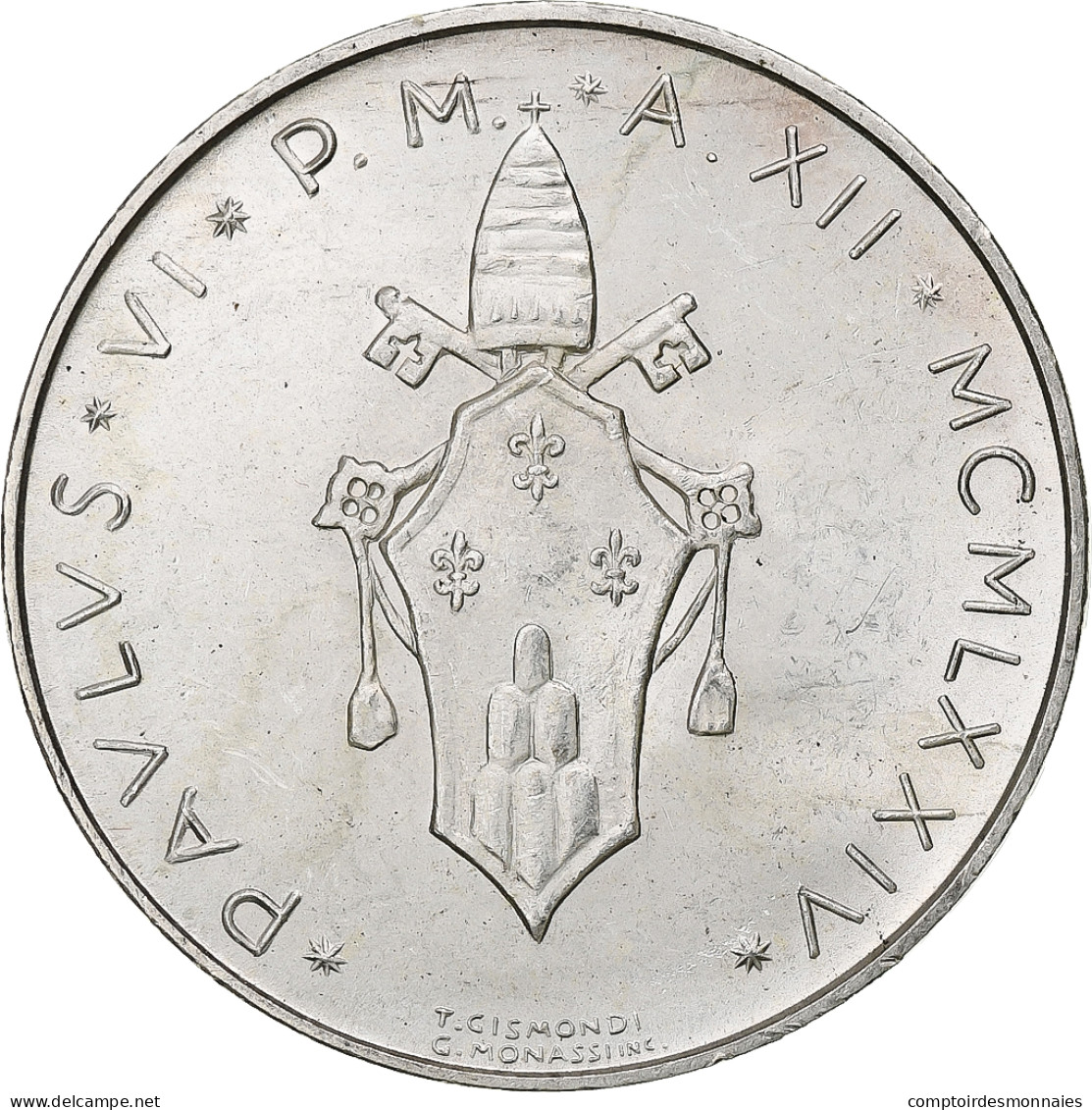 Vatican, Paul VI, 500 Lire, 1974 / Anno XII, Rome, Argent, SUP+, KM:123 - Vatican