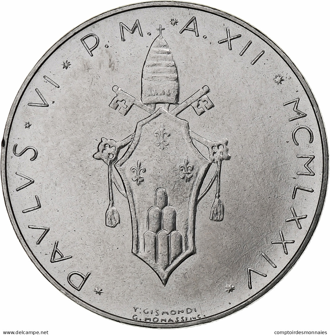 Vatican, Paul VI, 100 Lire, 1974 / Anno XII, Rome, Acier Inoxydable, SPL, KM:122 - Vaticaanstad