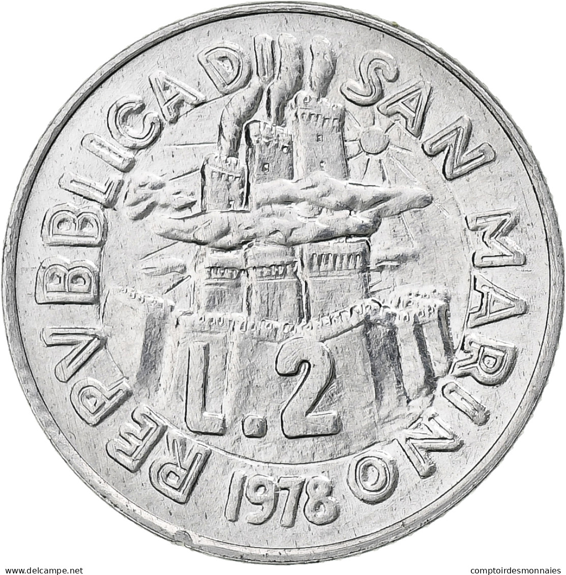 Saint Marin , 2 Lire, Work Life, 1978, Rome, BU, Aluminium, SPL, KM:77 - Saint-Marin