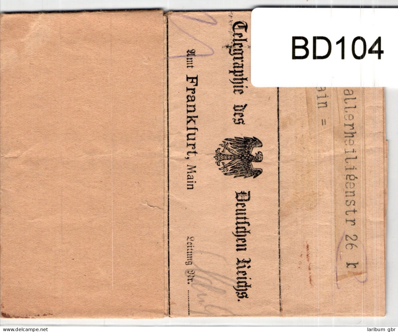 Deutsches Reich Auf Brief Telegram #BD104 - Other & Unclassified