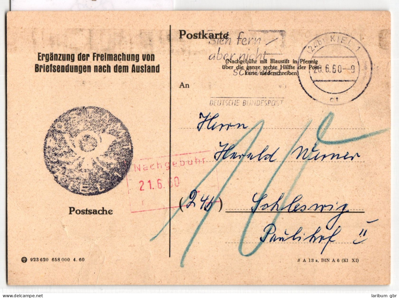 Bund Auf Postkarte Postsache Kiel #BD029 - Other & Unclassified