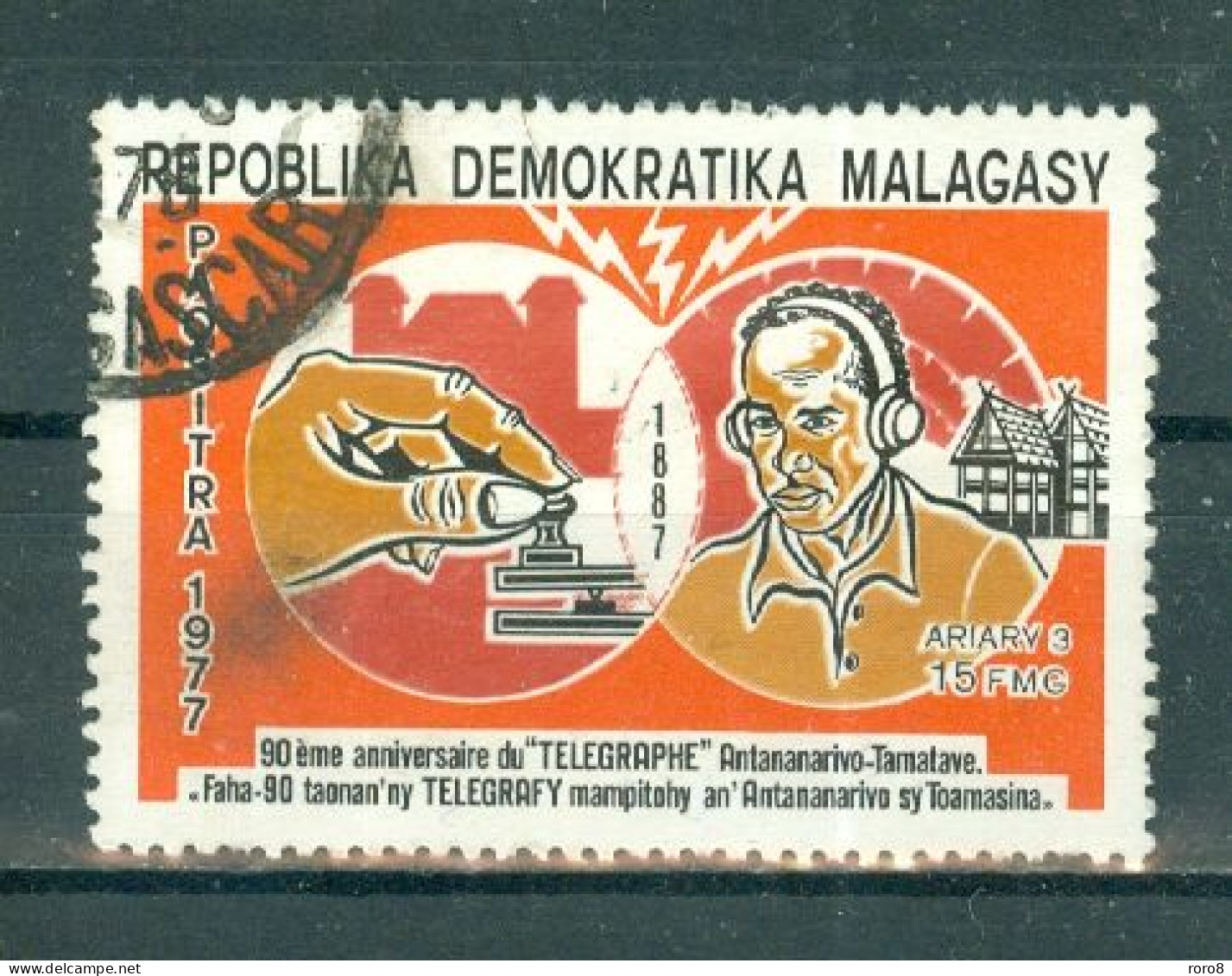 MADAGASCAR - N°617 Oblitéré. 90°anniversaire Du Télégraphe "Antananarivo-Tamatave".. - Madagaskar (1960-...)