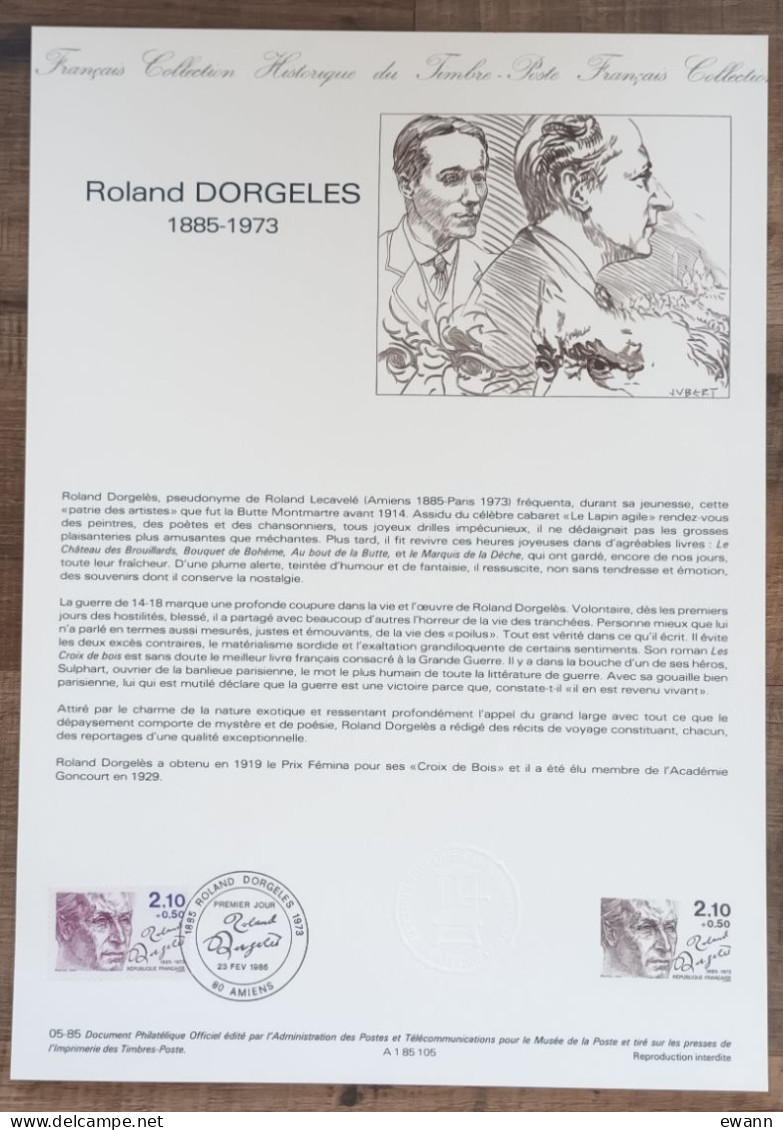 COLLECTION HISTORIQUE - YT N°2359 - ROLAND DORGELES - 1985 - 1980-1989