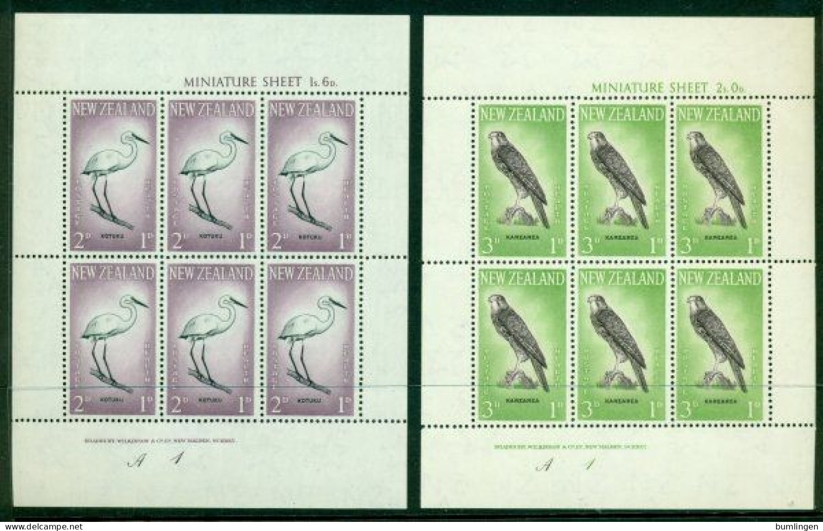 NEW ZEALAND 1961 Mi 416-17 Two Mini Sheets** Health - Birds [B861] - Other & Unclassified