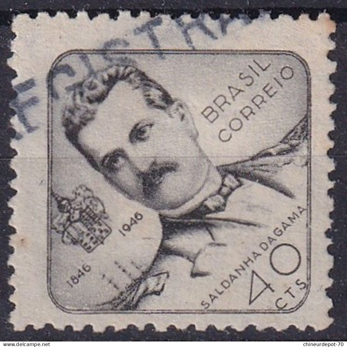 BRÉSIL CORREIO 1946 1846 SALDANHA DAGAMA 40 CTS - Used Stamps