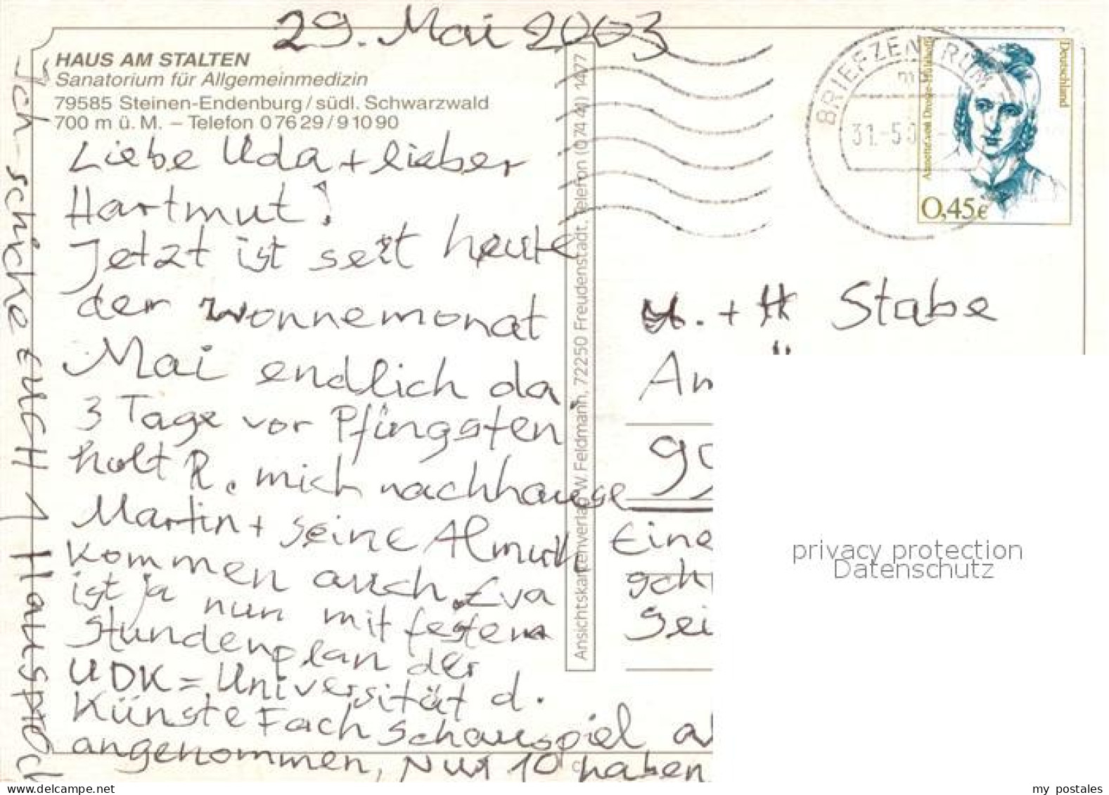 73653958 Endenburg Haus Am Stalten Sanatorium Fuer Allgemeinmedizin Im Schwarzwa - Altri & Non Classificati
