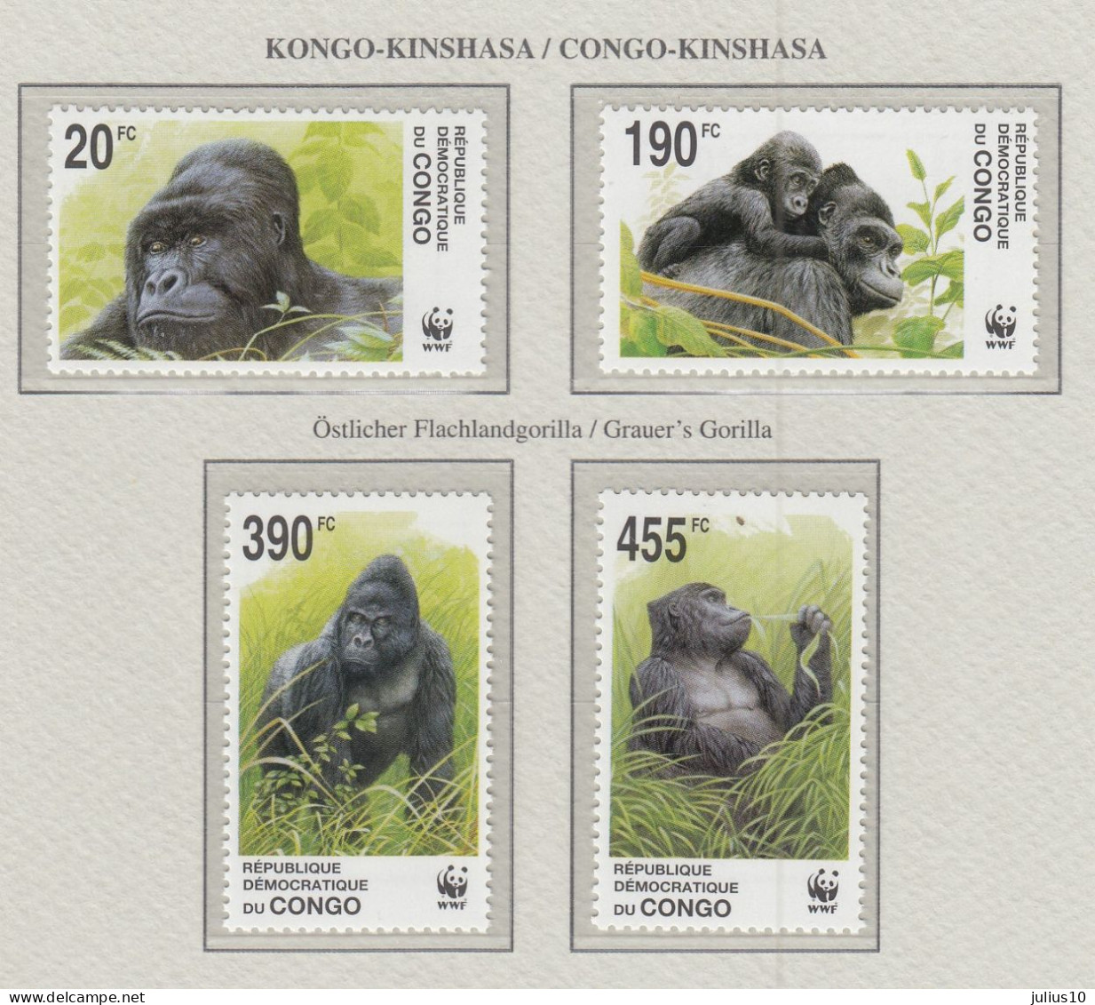CONGO 2002 WWF Animals Monkey Gorilla Mi 1708-1711 MNH(**) Fauna 657 - Singes