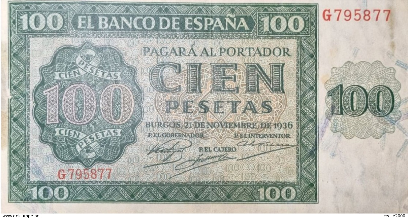 BILLET ESPAGNE SPAIN BANKNOTE 100 PESETAS 1936 XF+ BILLETE ESPAÑA EBC- *COMPRAS MULTIPLES CONSULTAR* - 100 Pesetas