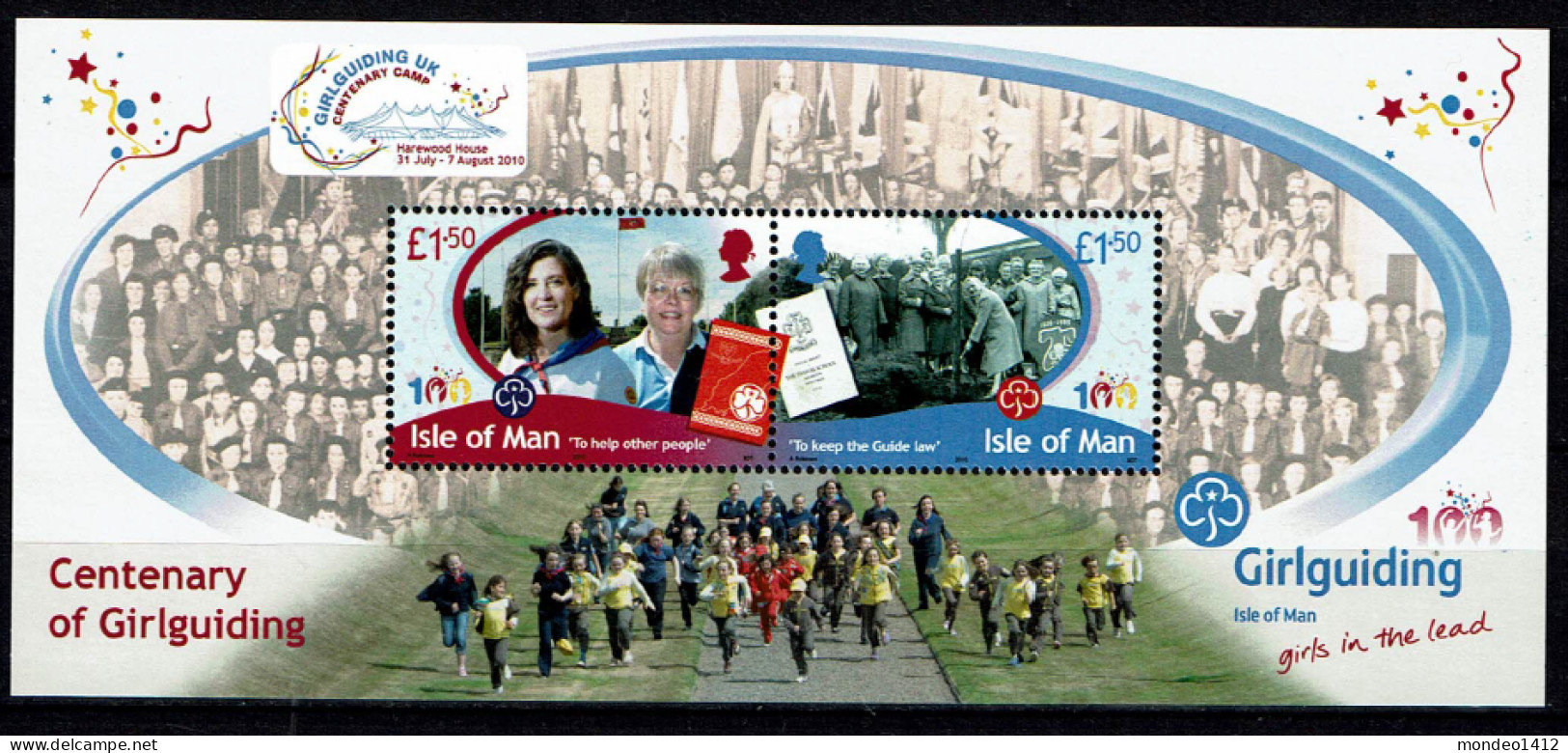 Isle Of Man - 2010 - MNH - Scouts, Girlguiding Centenary S/s With Additional Emblem - Overprint - Man (Ile De)