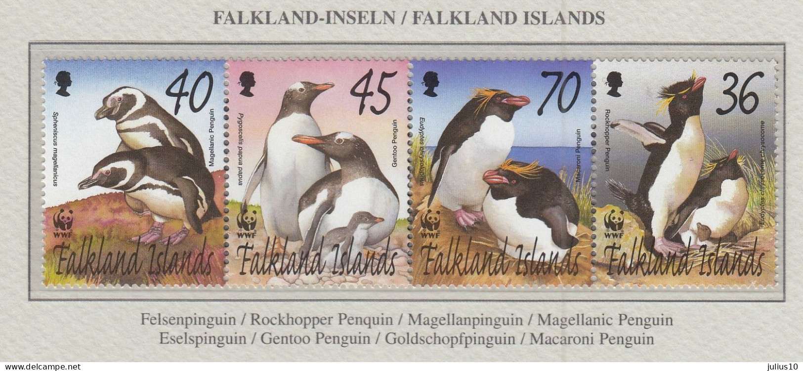 FALKLAND ISLANDS 2002 WWF Birds Penguins Mi 855-858 MNH(**) Fauna 658 - Pinguini